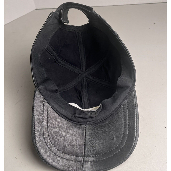 Jaguar Hat Baseball Cap Leather Adjustable Black Embroidered Yellow Logo Clean - Picture 9 of 12